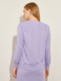 Cable Detail Soft Knit Jacket, Lavender Field | Misook
