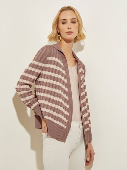 Tie-Waist Striped Soft Knit Tunic