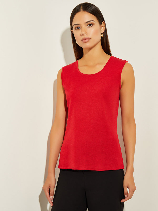 Classic Knit Tank Top, Sunset Red, Sunset Red | Misook