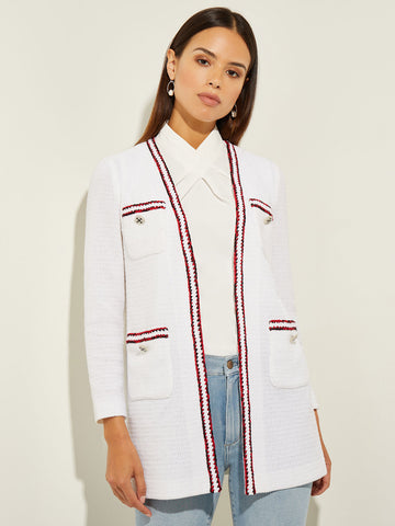 Relaxed Contrast Trim Knit Jacket