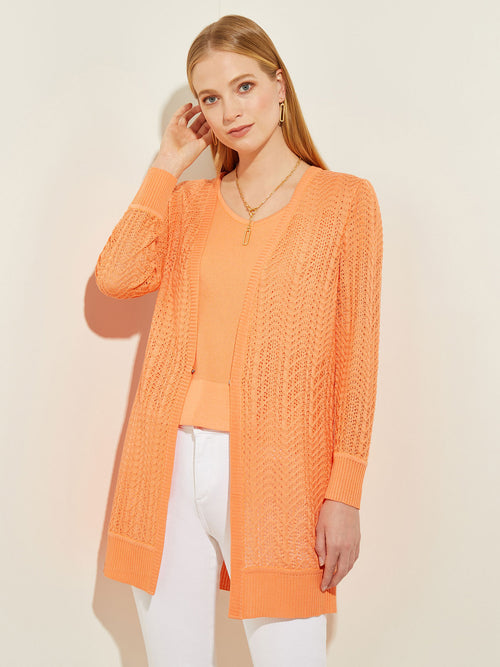 Contrast Trim Relaxed Knit Jacket, Citrus Blossom | Misook