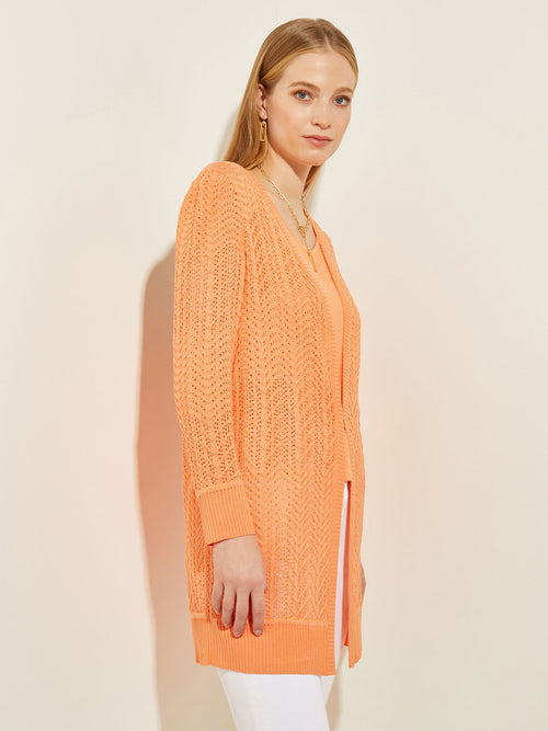 Contrast Trim Relaxed Knit Jacket, Citrus Blossom | Misook