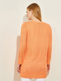 Contrast Trim Relaxed Knit Jacket, Citrus Blossom | Misook