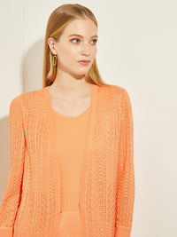 Contrast Trim Relaxed Knit Jacket, Citrus Blossom | Misook Premium Details