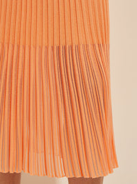 Sheer Hem Soft Ribbed Knit Fit-and-Flare Dress, Citrus Blossom/White | Misook Premium Details