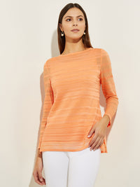 Long Sleeve Soft Ottoman Knit Tunic, Citrus Blossom | Misook