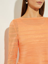 Long Sleeve Soft Ottoman Knit Tunic, Citrus Blossom | Misook Premium Detials
