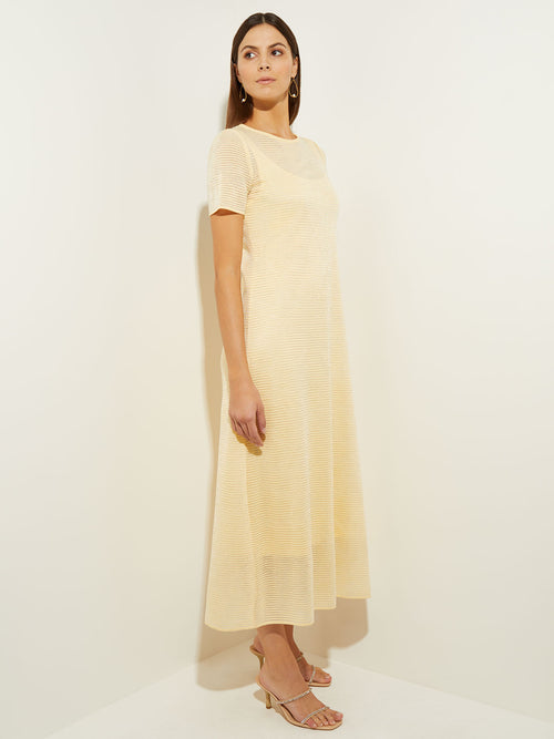Soft Ottoman Knit A-Line Maxi Dress, Pale Gold | Misook
