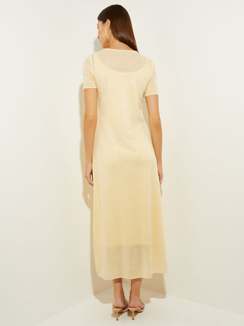Soft Ottoman Knit A-Line Maxi Dress, Pale Gold | Misook