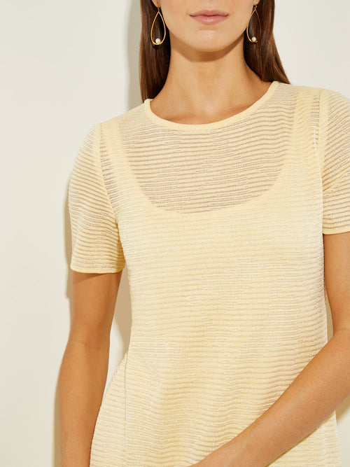 Soft Ottoman Knit A-Line Maxi Dress, Pale Gold | Misook Premium Details