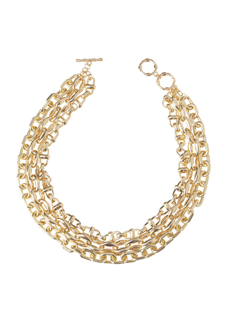 Layered Gold Chain Link Necklace, Gold | Misook