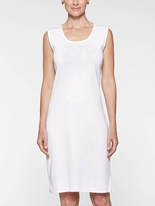 Sleeveless Sheath Knit Dress, White, White | Misook