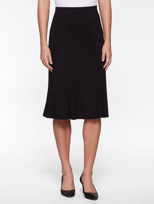 Gored Knit Skirt, Black, Black | Misook