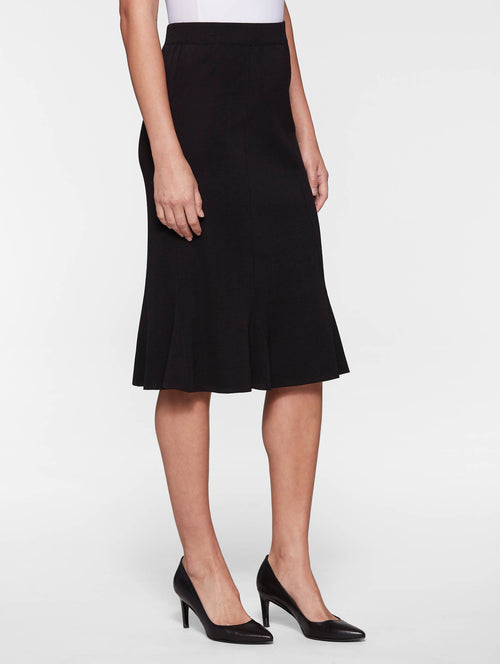 Gored Knit Skirt, Black, Black | Misook