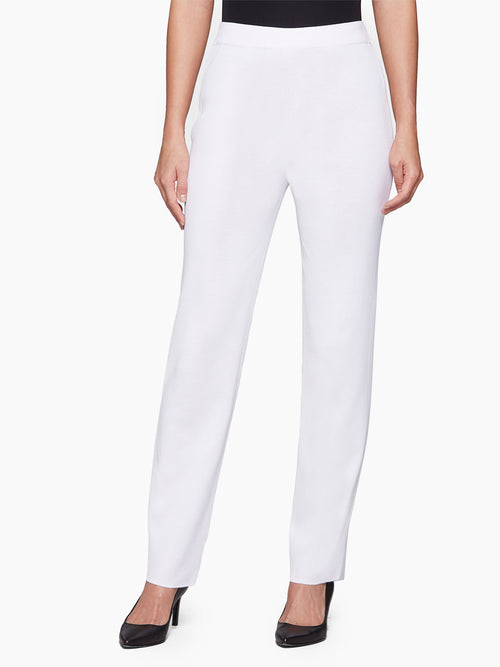 Straight Leg Knit Pant, White, White | Misook