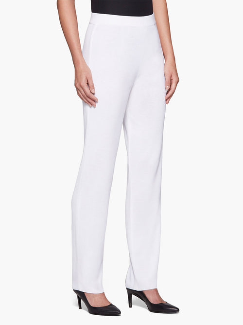 Straight Leg Knit Pant, White, White | Misook