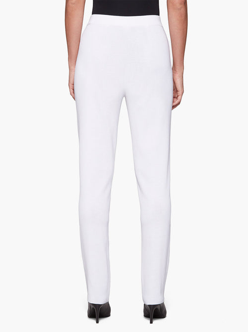 Straight Leg Knit Pant, White, White | Misook