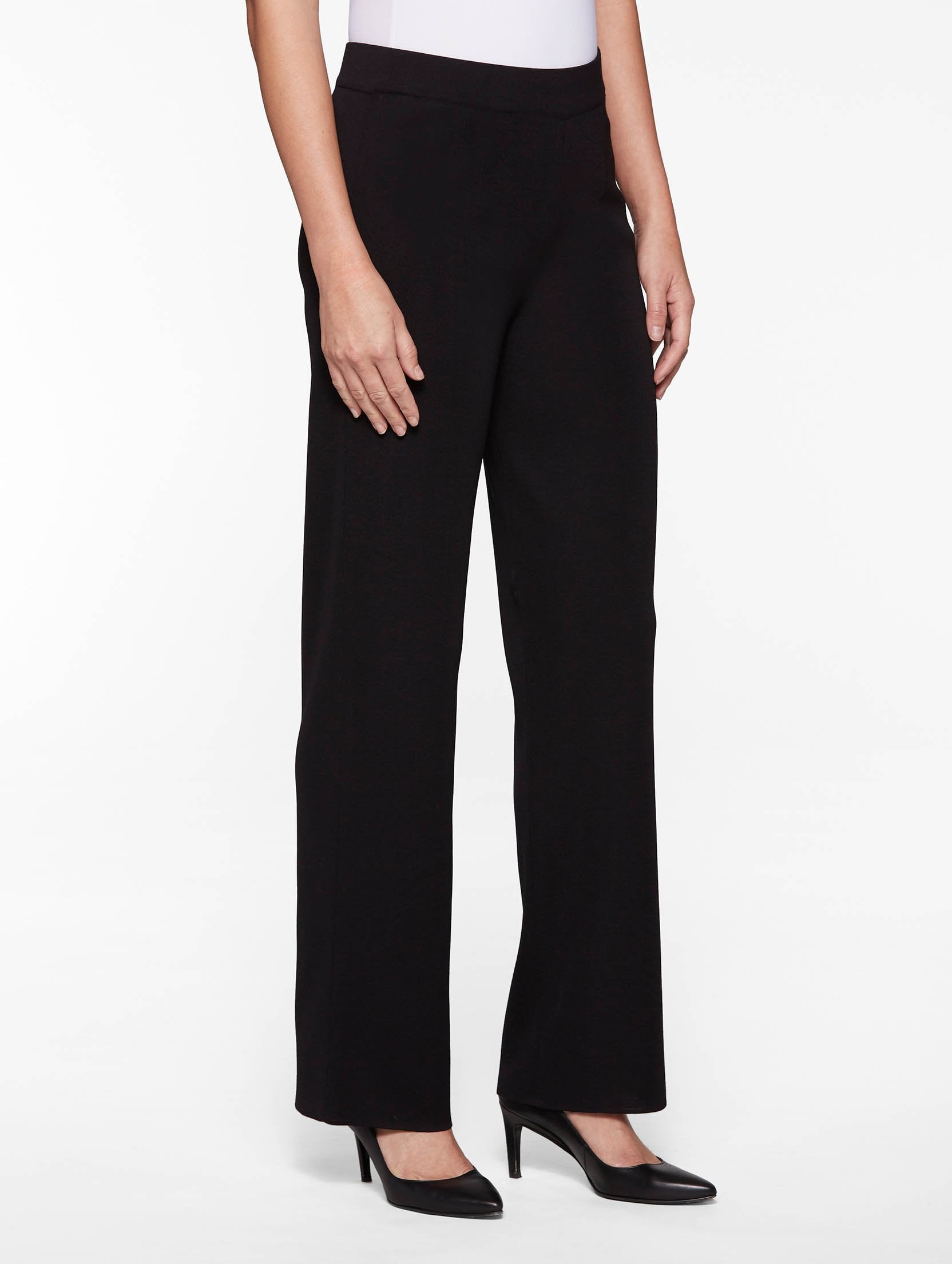 Nancy Wide Leg Mylana Knit Pant, Black - True Fit