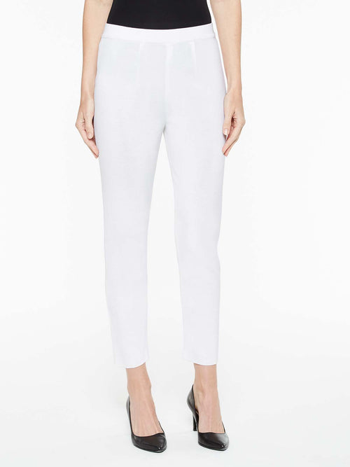 Slim Knit Ankle Pant, White, White | Misook