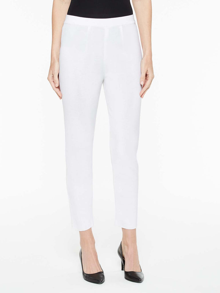Slim Knit Ankle Pant, White, White | Misook