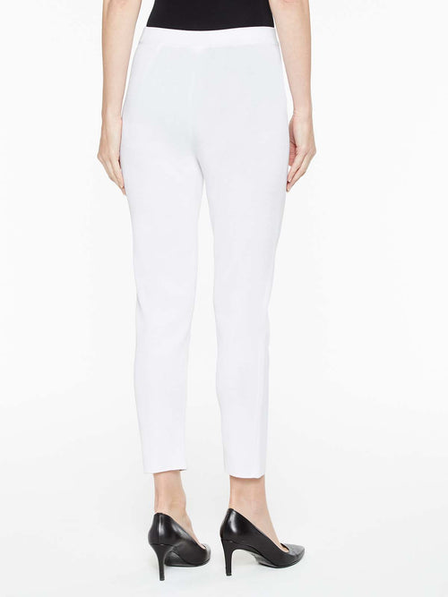 Slim Knit Ankle Pant, White, White | Misook