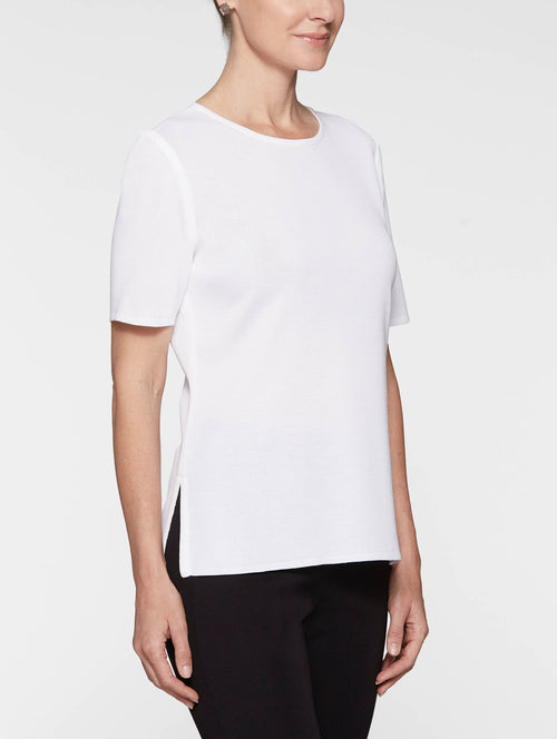 Short Sleeve Knit Tunic, White, White | Misook