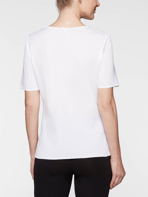 Short Sleeve Knit Tunic, White, White | Misook