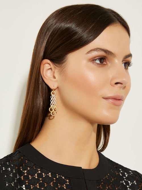 Handmade 3 Strand 2 Tone Rolo Chain Earrings