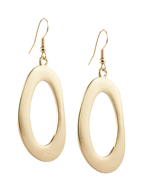 Matte Gold Drop Circle Earrings, Gold | Misook