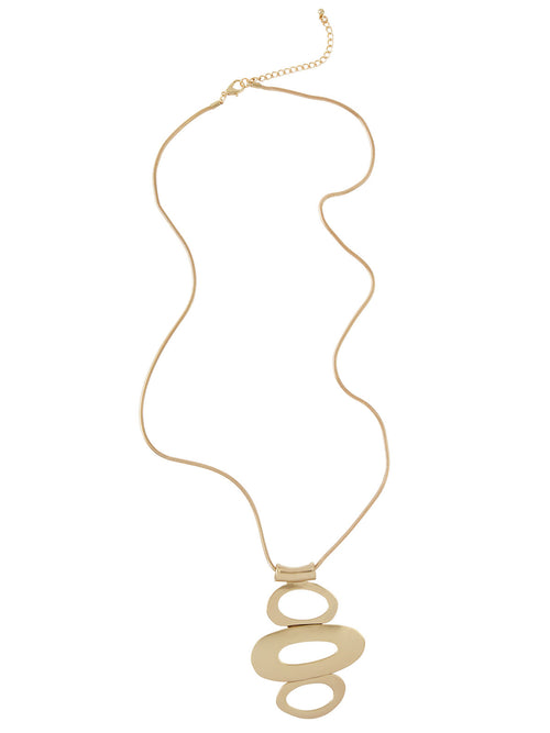 Matte Gold Drop Circles Necklace, Gold | Misook