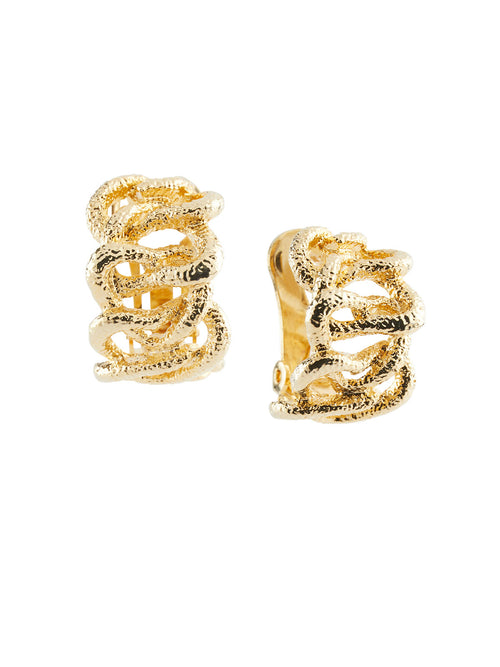 Hammered Knot Hoop Clip Earrings, Gold | Misook