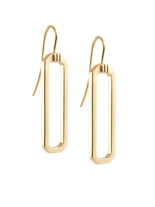 Matte Gold Octagon Earrings, Gold | Misook