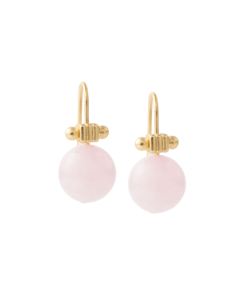 Glazed Rose Quartz Gold Column Earrings, Gold/Rose | Misook