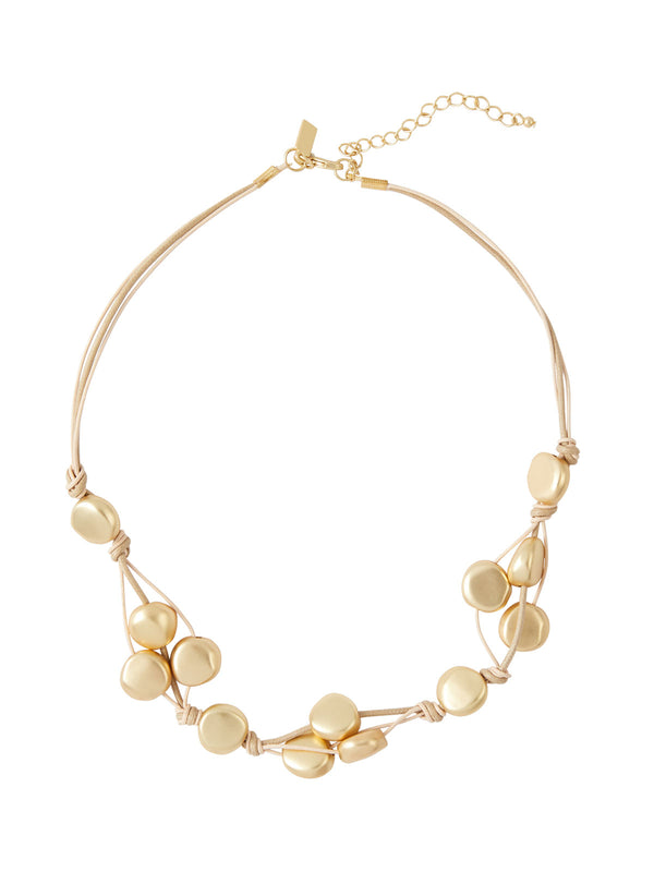 Matte Gold Mixed Pebbled Necklace, Gold | Misook