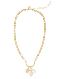 White Magnesite Pendant Chain Necklace, White/Gold | Misook