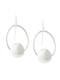 Silver-Tone Pebble Round Drop Pierced Earrings, Silver | Misook