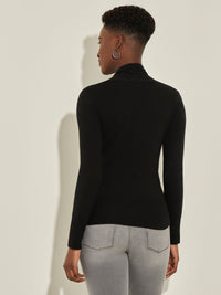 Faux Wrap Cashmere Sweater, Black, Black | Misook