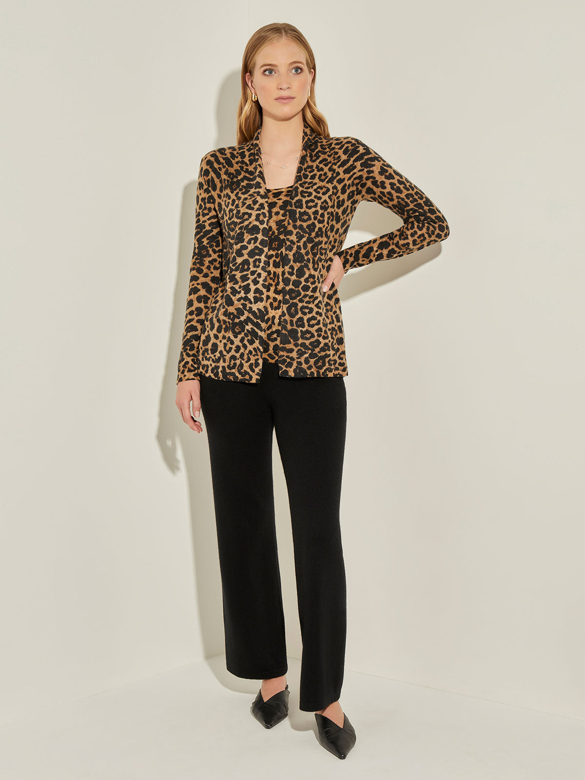 Animal print cashmere cardigan discount