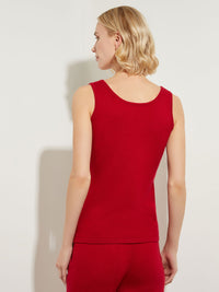 Scoop Neck Cashmere Tank Top, Red, Red | Misook