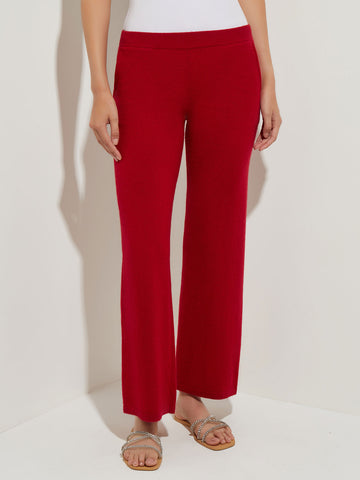 Cashmere Wide Leg Pant, Red