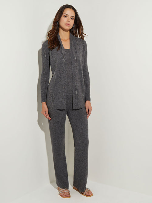 Raining Crystal Cashmere Cardigan, Charcoal, Charcoal | Misook