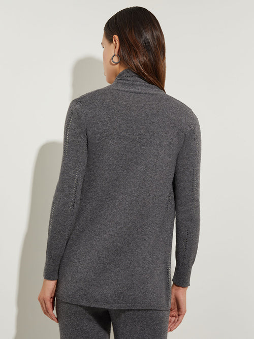 Raining Crystal Cashmere Cardigan, Charcoal, Charcoal | Misook