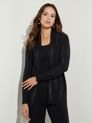 Raining Crystal Cashmere Cardigan, Black